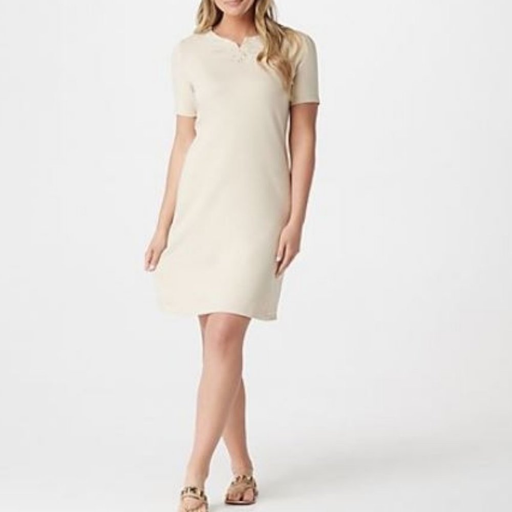 Denim & Co French Terry Short-Sleeve Dress 5187 - Picture 1 of 3